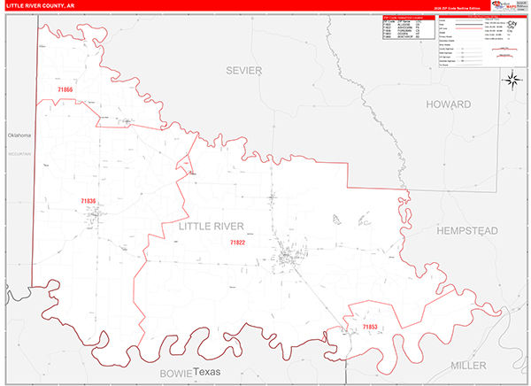 Little River County, AR Zip Code Map